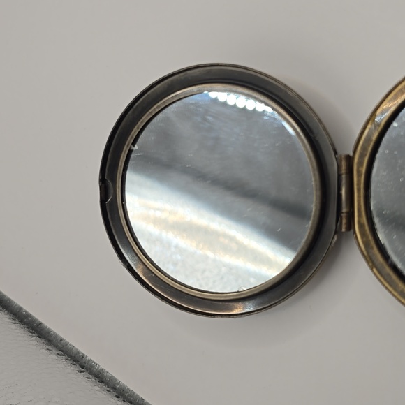 Jeweled Colorful Rhinestone Cabochons Ornate Brass Mirror Compact - Picture 7 of 13